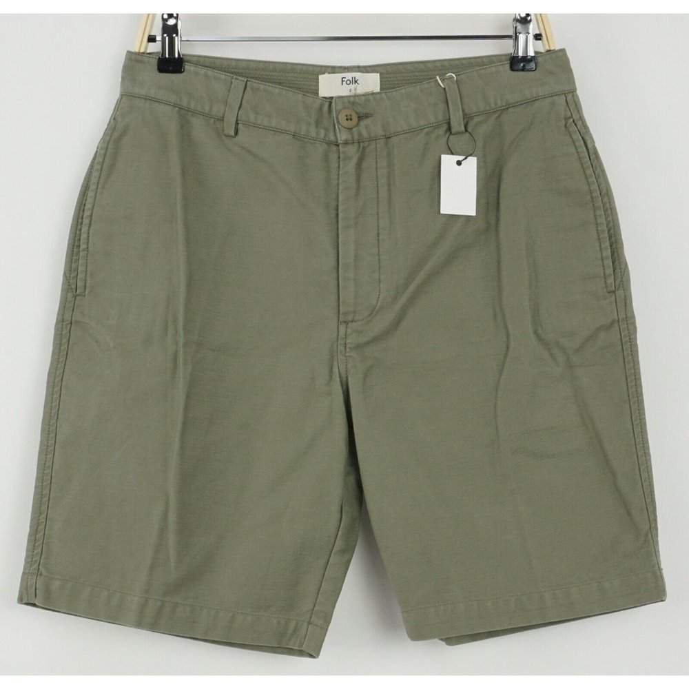 New Folk Men's Sizes 3 Soft Green 100% Cotton Canvas Chino Shadow Shorts